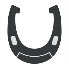 Vector graphics in flat style isolated on white background. Horse horseshoe minimalistic icon symbol of good luck and happiness, guardian from the evil eye illustration hand-drawn.