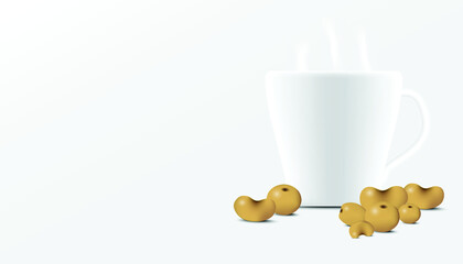 Illustration of Soy milk with soybeans isolated on white background.