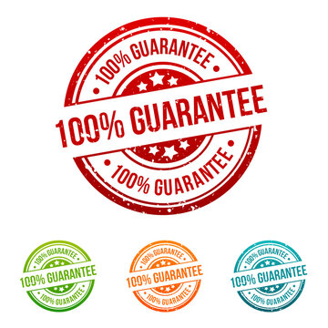 100% Guarantee Stamp Button Banner Badge in different colours.
