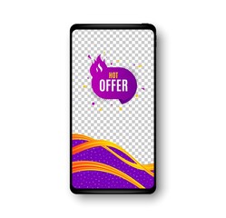 Hot offer banner. Discount sticker shape. Vector