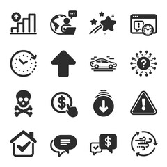 Set of Technology icons, such as Payment received, Chemical hazard, Graph chart symbols. Vector