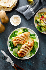 Grilled chicken breast, barbecued meat