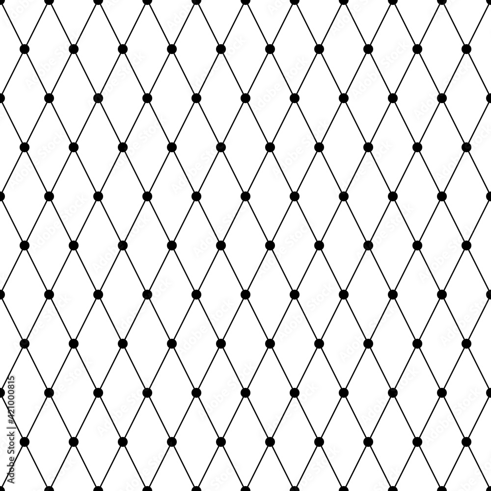 Poster Dots And Lines Diagonal Pattern. Vector Black Lines Dots Pattern.