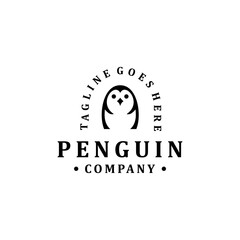 Penguin animal vector design logo with simple and modern style for company