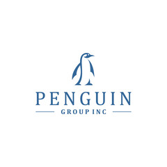 Penguin animal vector design logo with simple and modern style for company