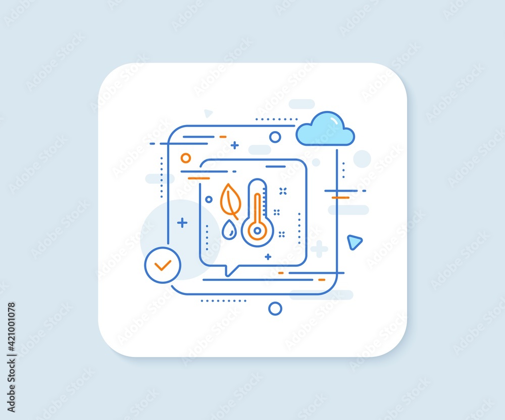 Poster thermometer line icon. humidity and leaf sign. vector