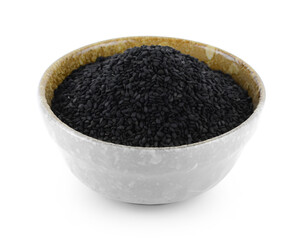 Black Sesame Seeds on white background