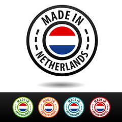 Made in Netherlands badges with Netherland flag.