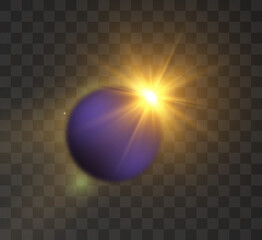 The bright glow of the rising sun. Vector 10 eps.
