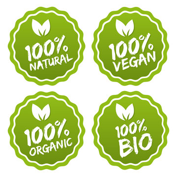 Label Collection of 100% organic product and premium quality natural food.