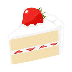 美味しそうな新鮮な苺が上に乗ったショートケーキのイラスト。