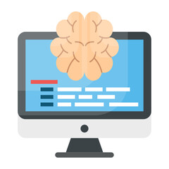 Machine Learning Concept,  Artificial Intelligent Program Vector Color Icon Design, Software and web development symbol on white background, Computer Programming and Coding stock illustration