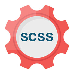 Scss stylesheet language Concept, Bloack Formating Vector Color Icon Design, Software and web development symbol on white background, Computer Programming and Coding stock illustration