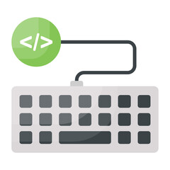 Keyboard and Code Concept Vector Color Icon Design, Software and web development symbol on white background, Computer Programming and Coding stock illustration