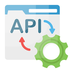 API Integration Concept, Web Service Access Vector Color Icon Design, Software and web development symbol on white background, Computer Programming and Coding stock illustration