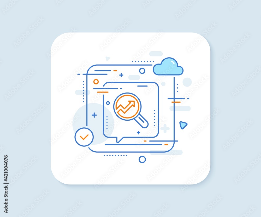 Poster chart line icon. report graph sign in magnifier. vector