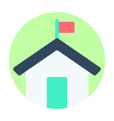 School Building Colored Vector Icon
