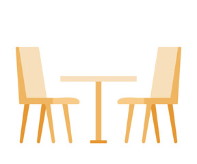 Set of chairs and table for restaurants and cafes. Simple interior objects for eating. Vector