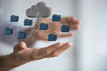 Artificial Intelligence Cloud technology. Integrated digital web concept background