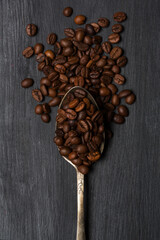 Roasted coffee beans in studio