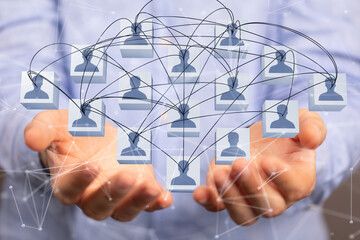 Digital technology background. Network connection dots and lines.