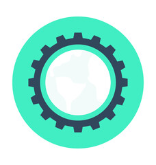 Globe Among Cogwheel Colored Vector Icon