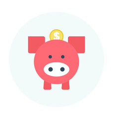 Piggy Bank Colored Vector Icon 