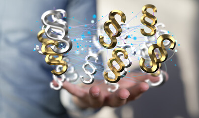 Symbol of Law and Justice - Paragraph / section sign - 3D Rendering