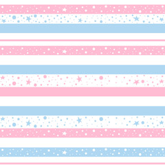 Seamless children background with pink and white and blue stripes