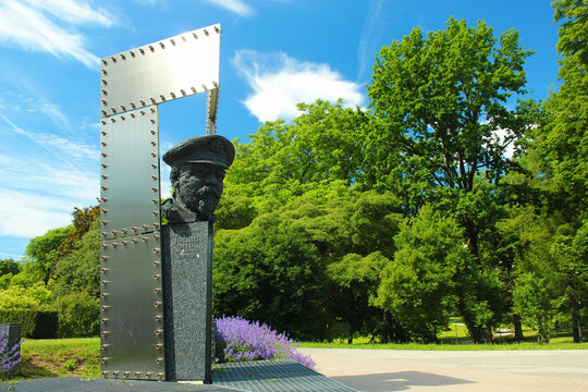 Tallinn, Estonia - July 8, 2017: Monument to Johan Pitka, the famous Estonian military commander during the Estonian War of Independence.