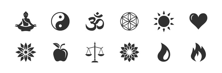 Yoga / Gesundheit / Kraft / Natur - Vektor Symbole