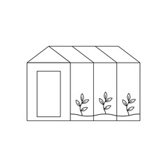 Vector illustration with a greenhouse. Glass greenhouse.