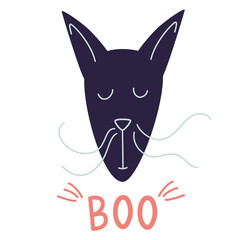 Portrait of a strange cat cartoon vector illustration. T-shirt Print, so cute , animal drawing, Children illustration. Separate Objects, hand drawing poster. Cartoon doodle character.