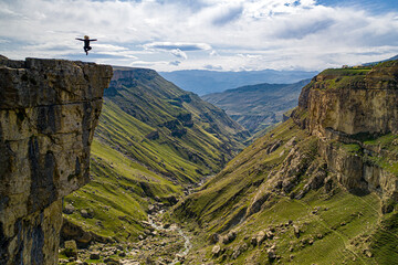 Naklejka premium Tsolotl Canyon in Dagestan. View from the Tobot waterfall