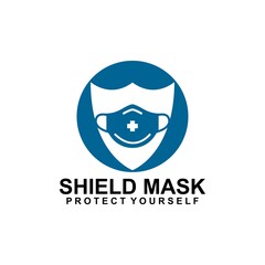 Shield Mask Protection logo Icon Design Vector