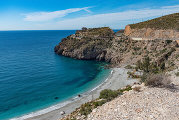 Fototapeta na wymiar Coastline near Nerja , in Andalusia , Southern Spain
