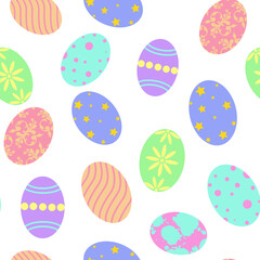 Easter eggs seamless pattern. Background painted eggs symbol of spring holiday