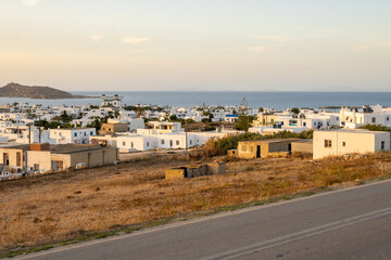 Panorama of beautiful Naoussa town on Paros island. Cyclades. Greece, Europe