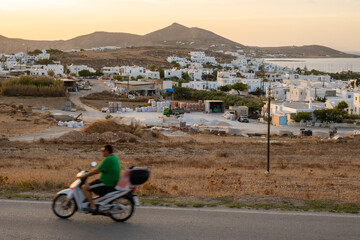 Panorama of beautiful Naoussa town on Paros island. Cyclades. Greece, Europe