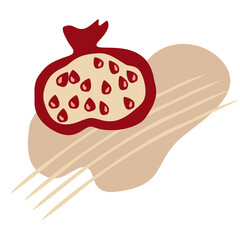 Vector hand draw composition with pomegranate. Trendy home decor. Modern color print. Cute fruit for t shirt print, poster, logo, postcards, label or card.