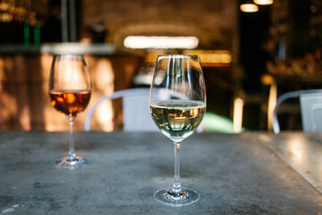 Two glasses of wine white and rose