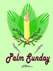 illustration palm sunday with a candle