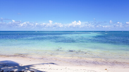 Punta Cana, in the Dominican Republic. December 2020. Woman relaxing on the beach in the Caribbean. 