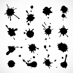 Set of Vector ink blots. Grunge design element.