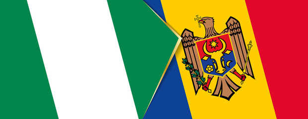 Nigeria and Moldova flags, two vector flags.
