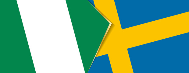 Nigeria and Sweden flags, two vector flags.