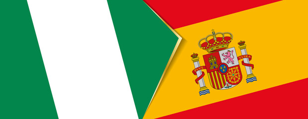 Nigeria and Spain flags, two vector flags.