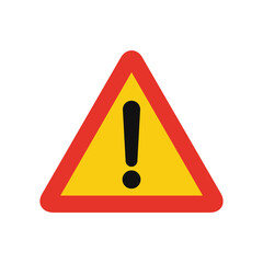 Triangular traffic signal in yellow and red, isolated on white background. Other temporary warnings