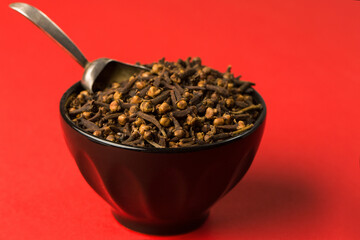 Dried carnation on black background