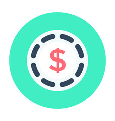 Fototapeta premium Casino Chip Colored Vector Icon